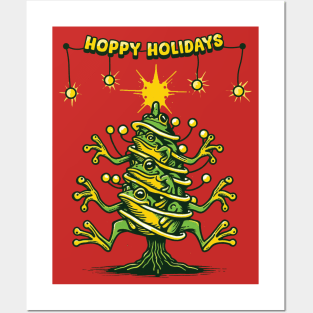 Hoppy Holidays Frogs Posters and Art